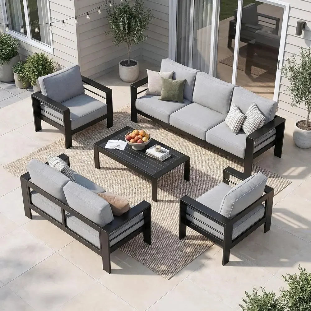 Weather Resistant Oversized Metal Patio Furniture Set With Deep Seating