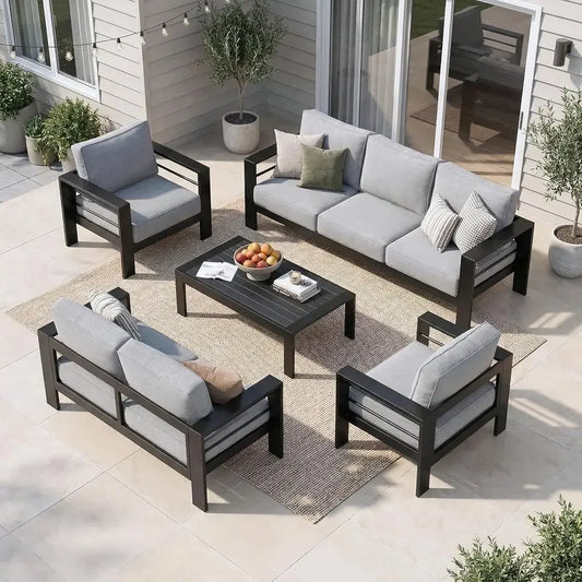 Weather Resistant Oversized Metal Patio Furniture Set With Deep Seating