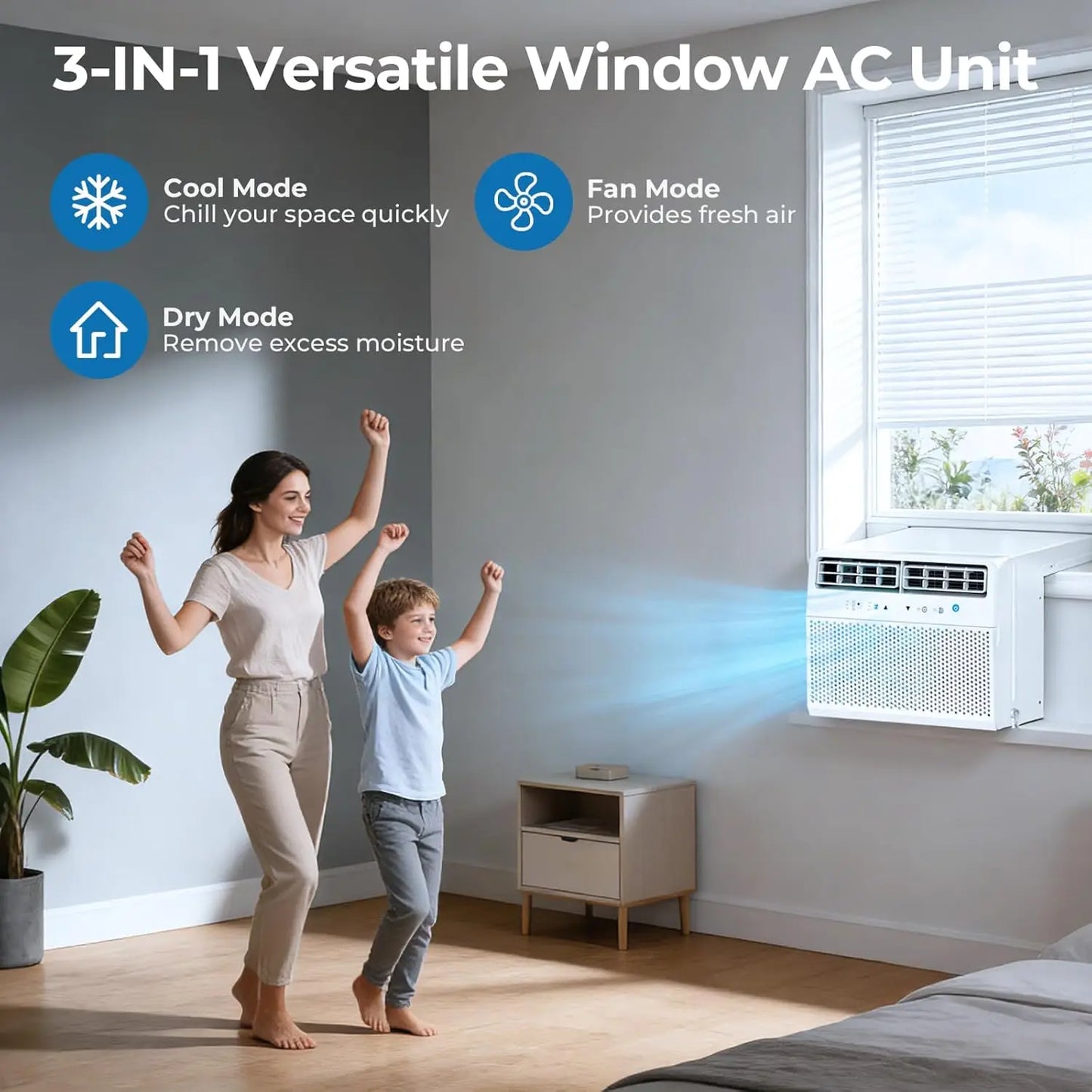U-Shaped Window Air Conditioner 10000 BTU Cools Rooms