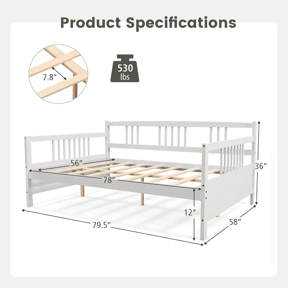 XMSJ Daybed Sofa Bed Frame Wood Slat Support System