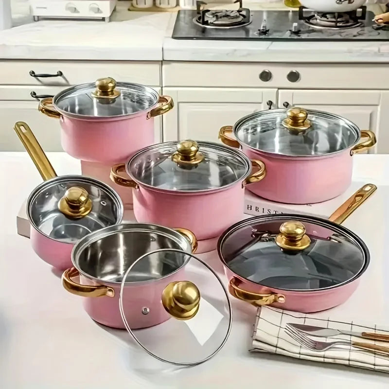 Stainless Steel Cookware Set Non Toxic With Stay Cool Handles Dishwasher Safe