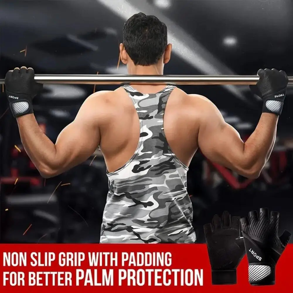 Unisex Half Finger Sports Gloves Polyester Non Slip for Training