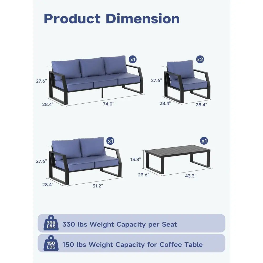 Outdoor Patio Chair Set Of 2 With All Weather Aluminum