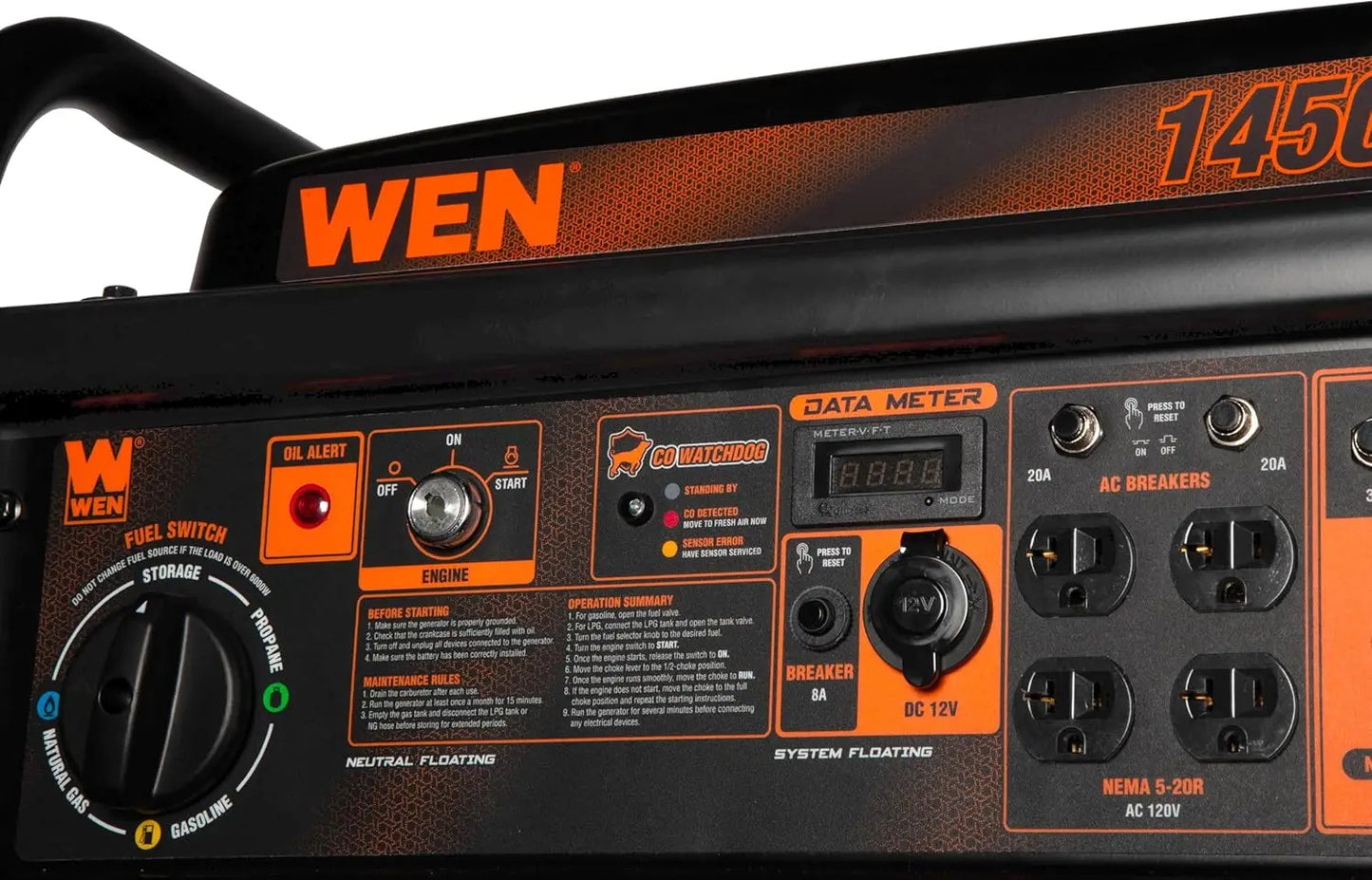 Tri Fuel 14500W Generator Electric Start Transfer Switch Ready