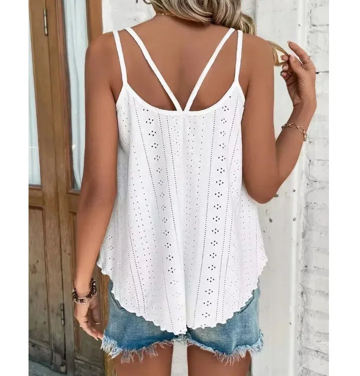 Women Boho Camis Tops Loose Hollow Out Pullover Summer