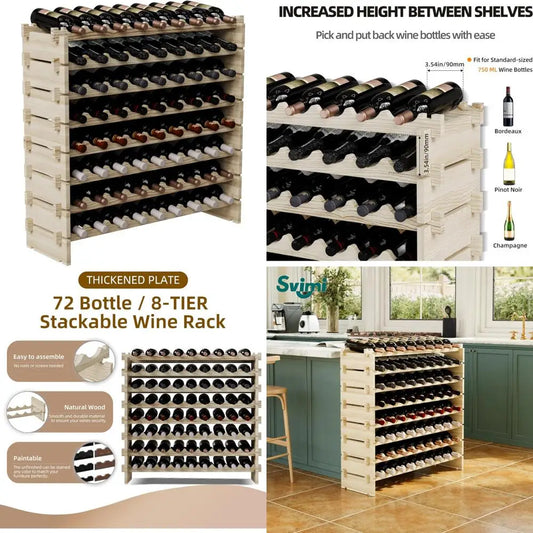 DAFIFY Stackable Wooden Wine Rack Premium Storage Solutions