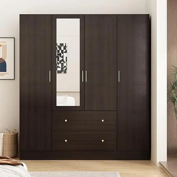 DAFIFY Wardrobe Armoire With Mirror 4 Door Cabinet