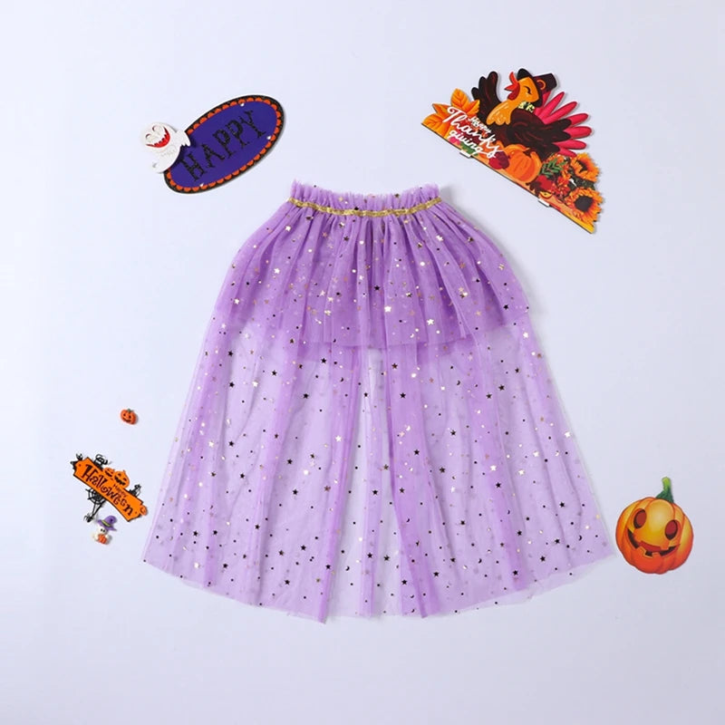 CN Guangdong Glitter Stars Moon Princess Cape Costume for Toddlers