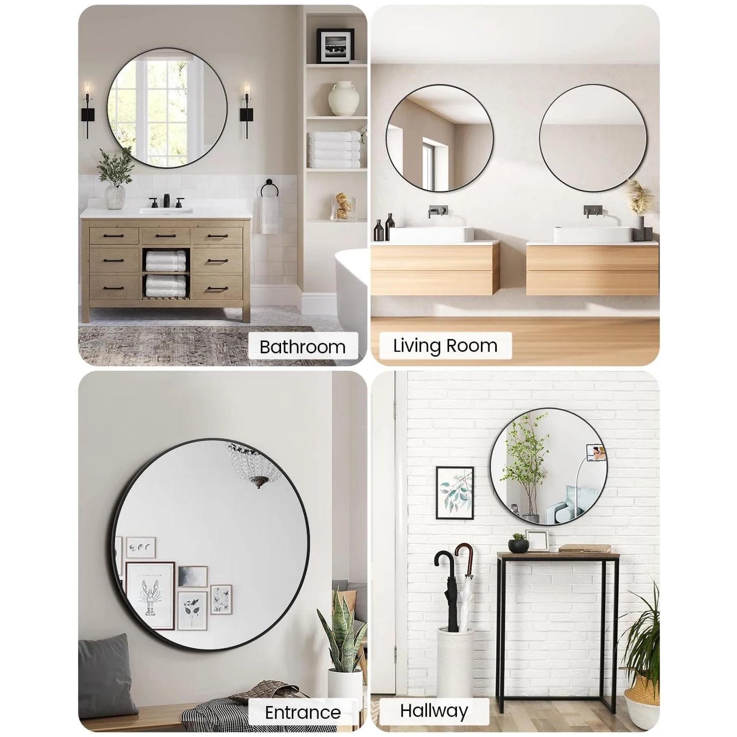 HiMISS Aluminum Alloy Bathroom Mirror Resin Frame Hanging