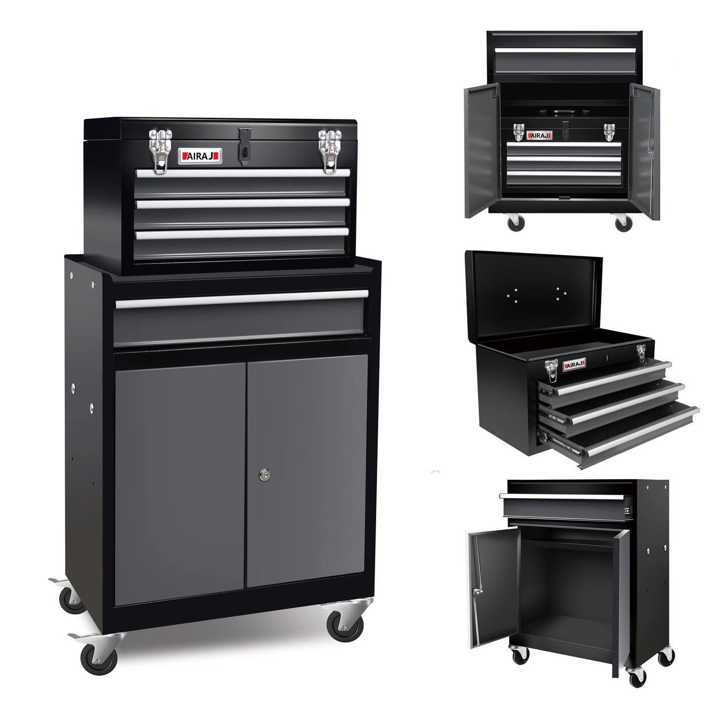 Hign-concerned Lockable Double Door Four Drawer Rolling Tool Chest With Top