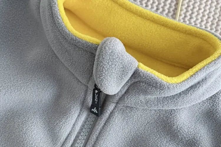 SEUONMCN Polar Fleece Hooded Cardigan Jacket For Kids Winter