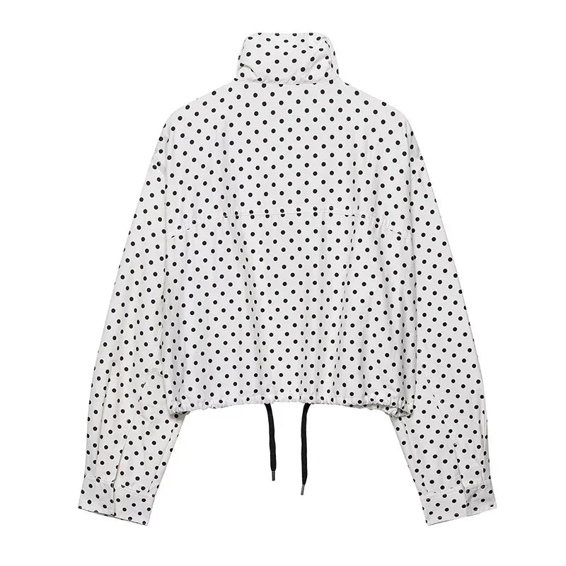 Klkxmyt Polka Dot Short Coats For Women Elegant Office Outerwear