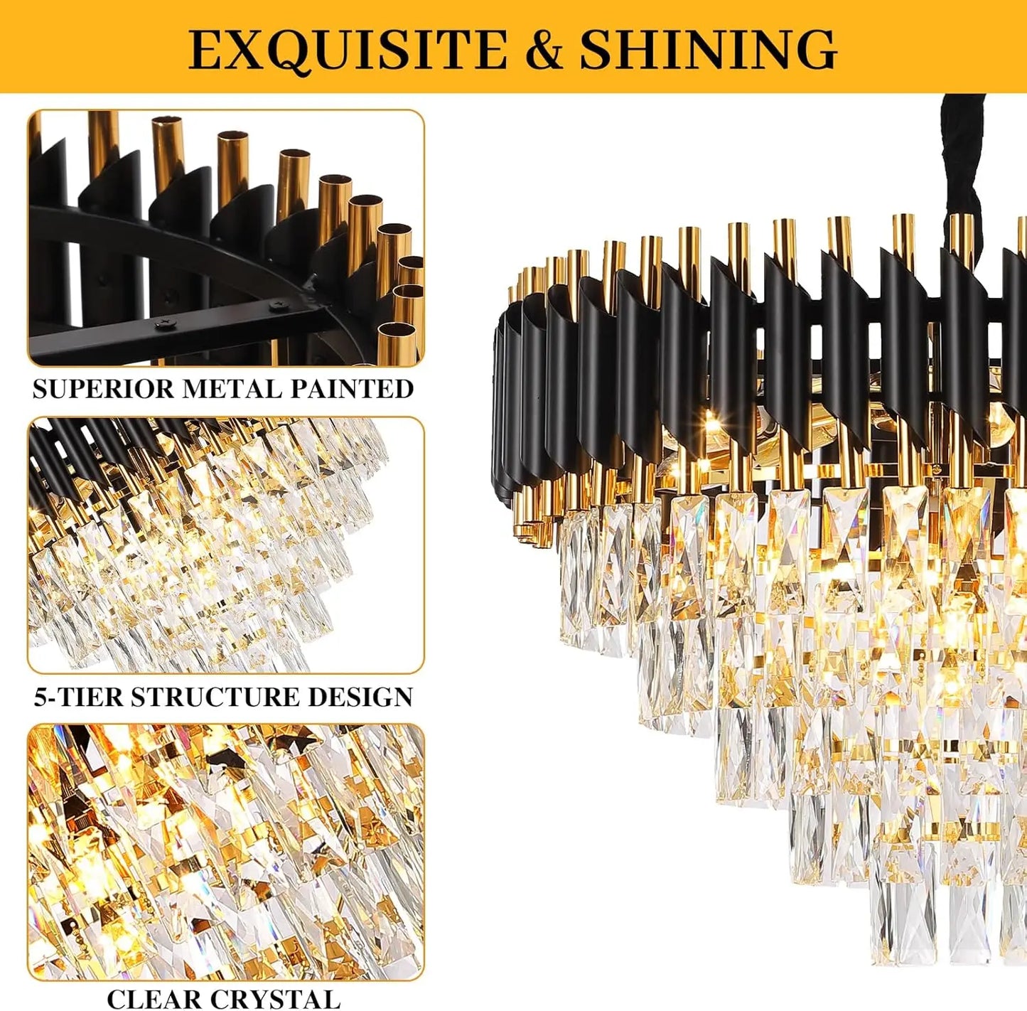 Litake Luxury Crystal Pendant Lights Chandelier For Dining