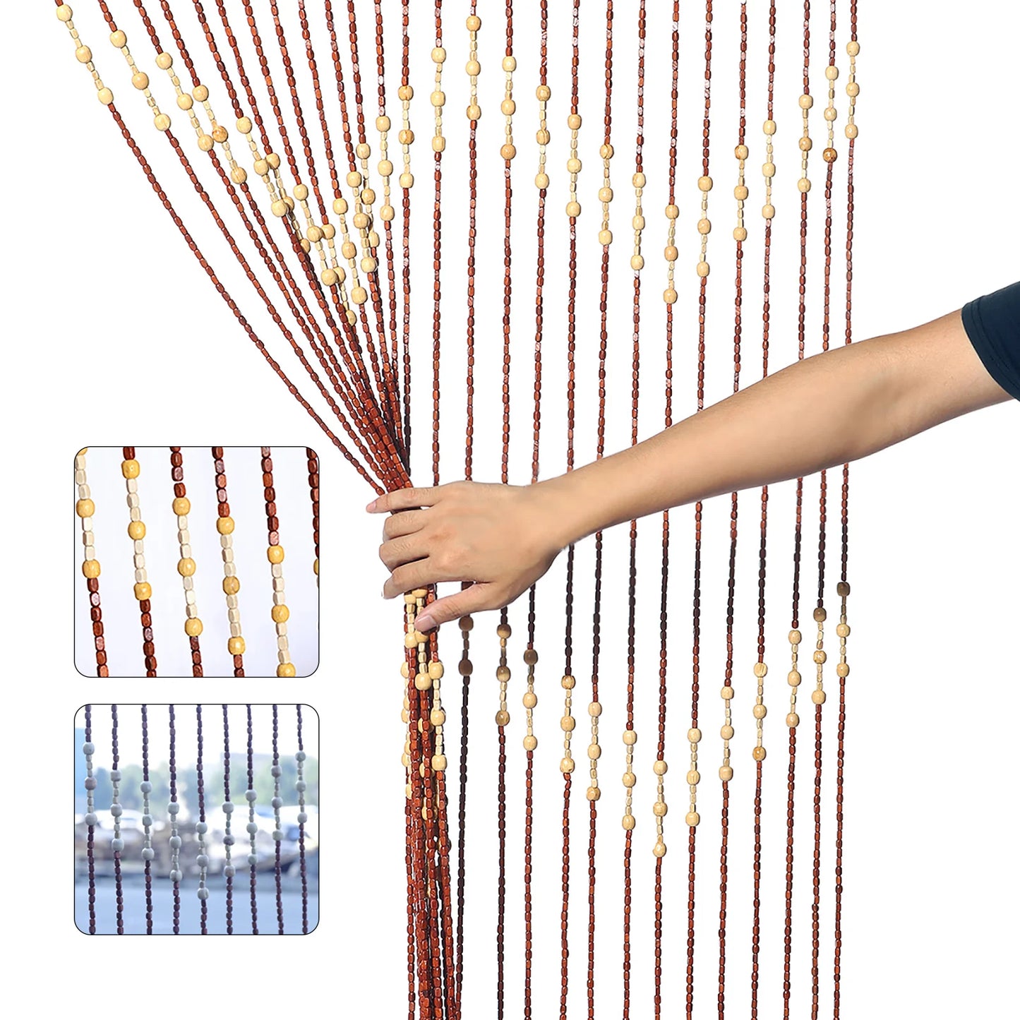 Hign Concerned Environmental Wooden Bead Curtain For Doors