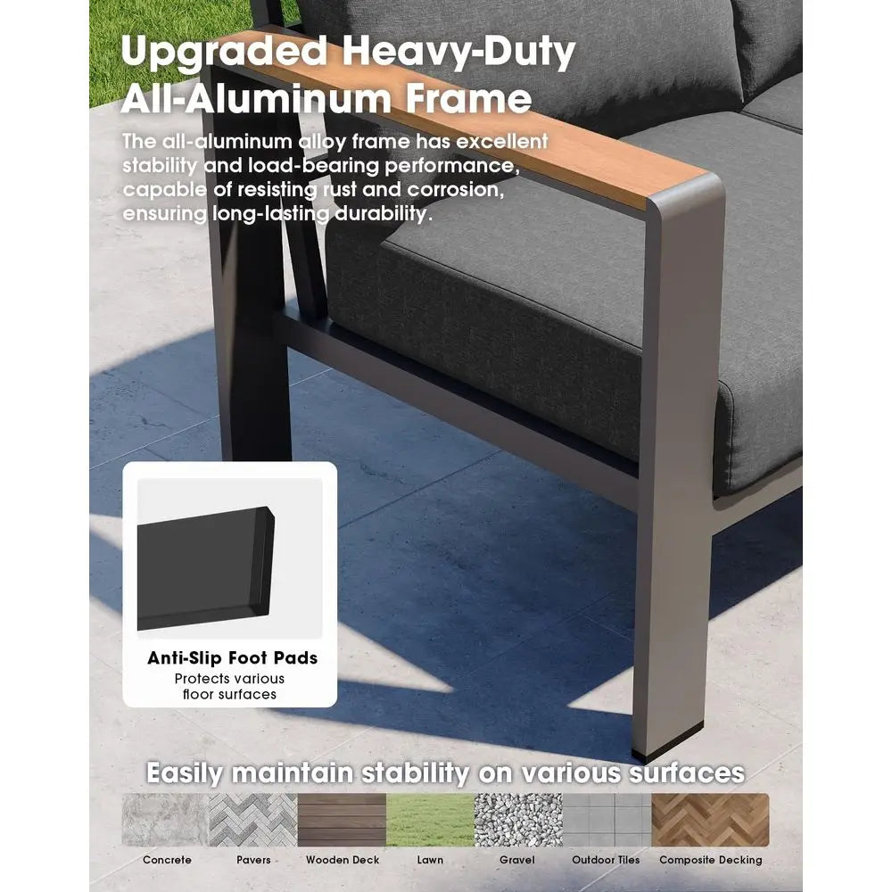 Outdoor Patio Loveseat Set All Weather With Washable Thick Cushions