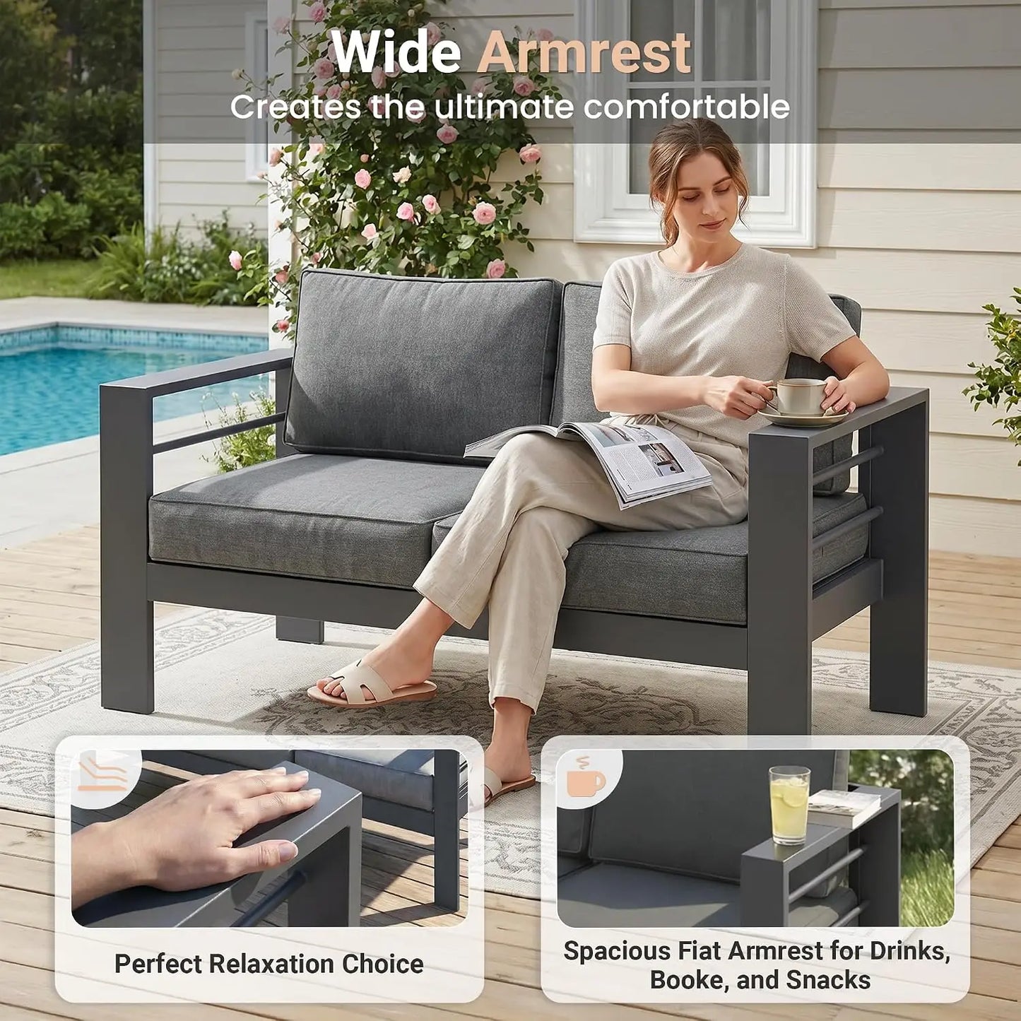 All Weather Aluminum Outdoor Patio Sectional Set for Five People