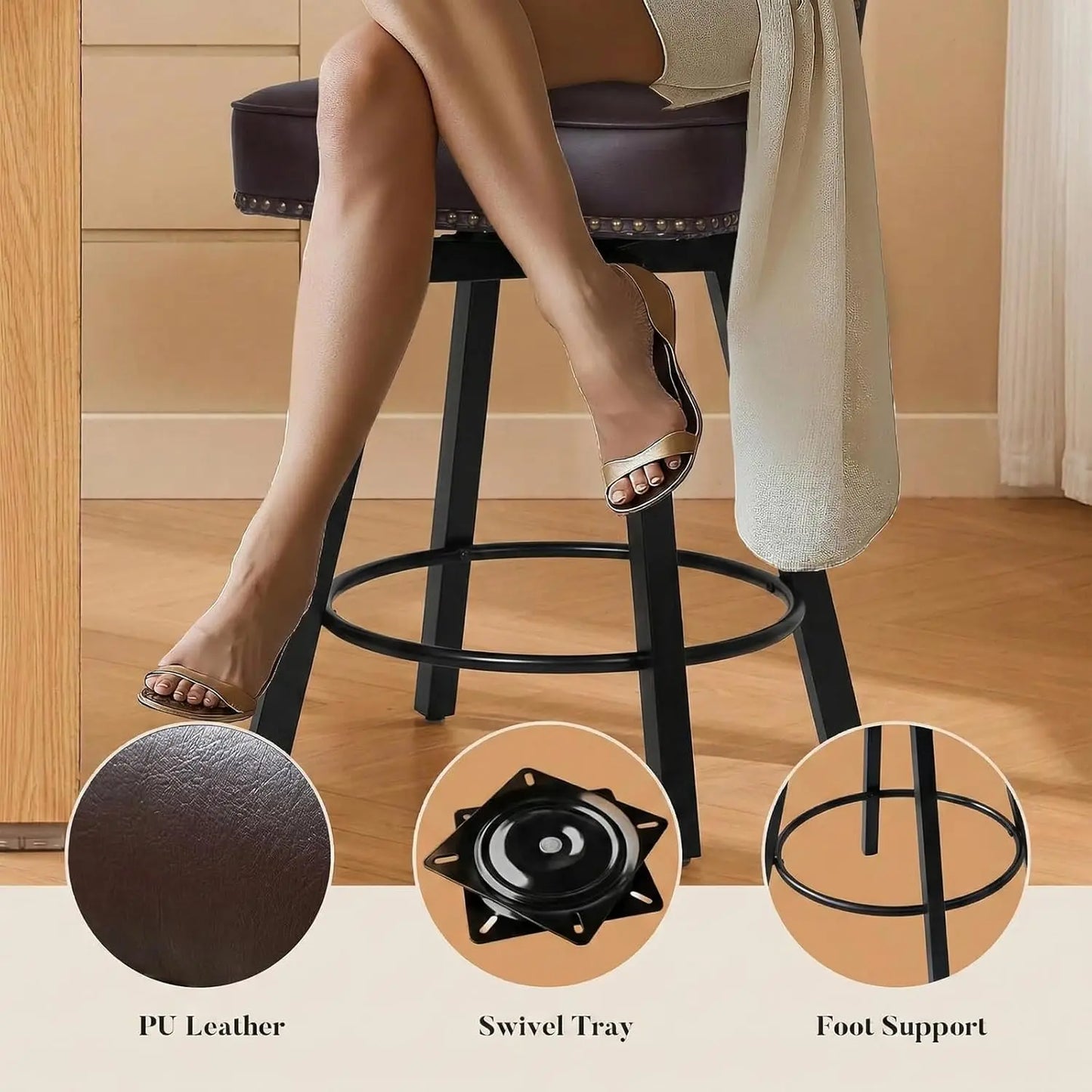 Guangbai Counter Height Bar Stools Set Of 4 Mid Century