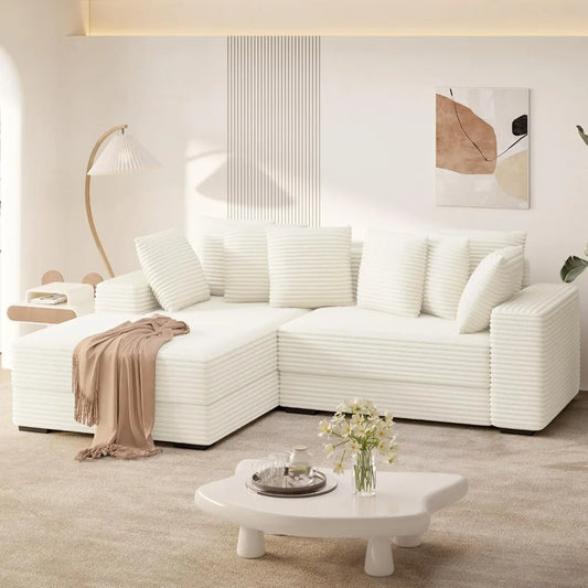 MKDK Sectional Cloud Couch L Shaped Sleeper Corduroy