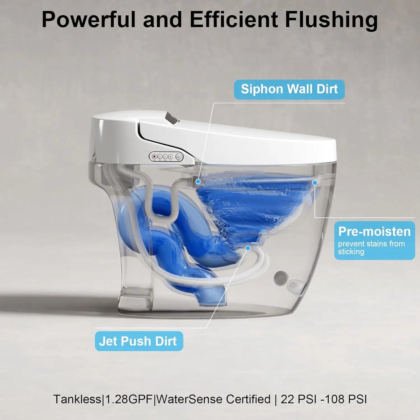 XMSJ Smart Toilet With Heated Seat Night Light Auto Flush