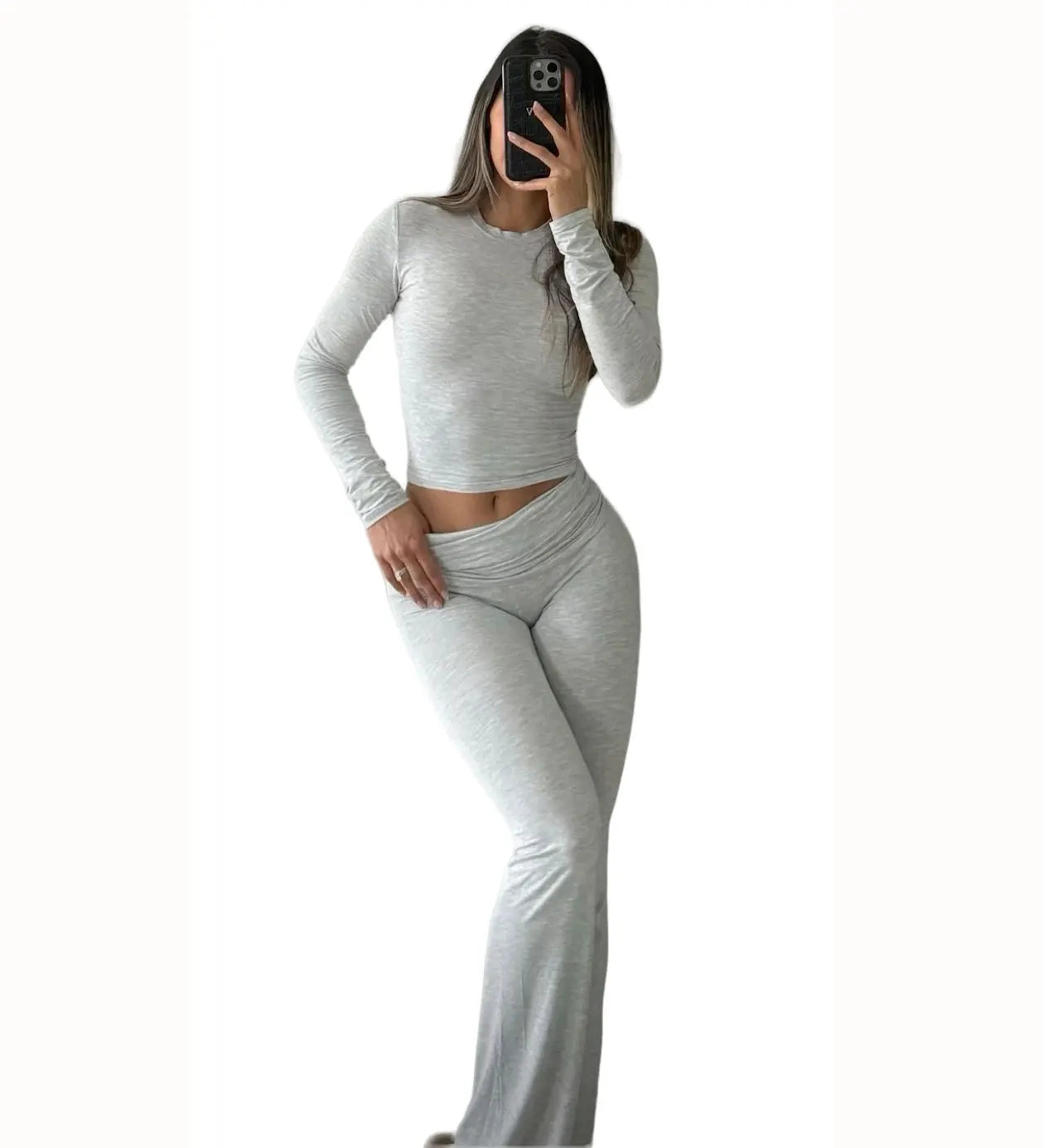 Women's Yoga Two Piece Long Sleeve Wide Leg Activewear Set