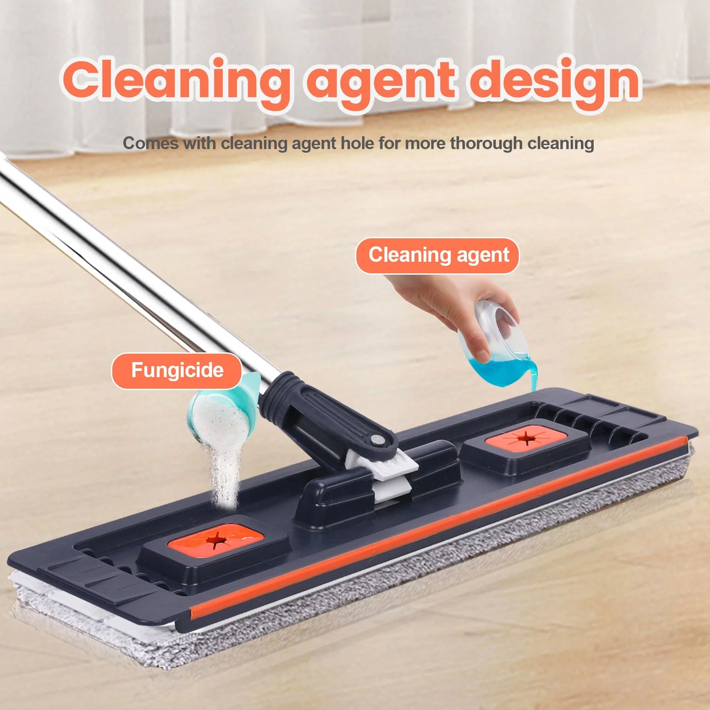 Floor Washing Mop with Separate Clean and Dirty Water Buckets