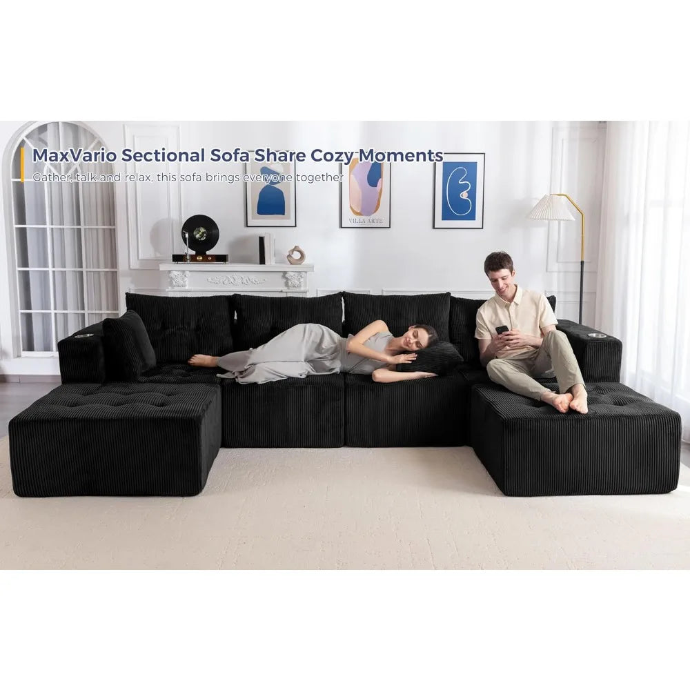 CN Guangdong Modular Sectional Sofa U Shaped Couch Ottomans
