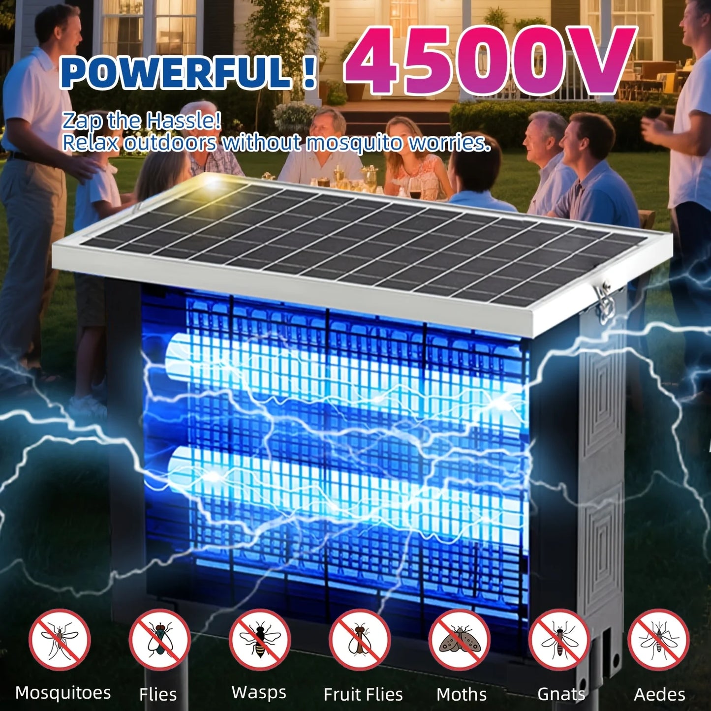 Outdoor Solar Bug Zapper Portable Rechargeable Mosquito Zapper High Powered
