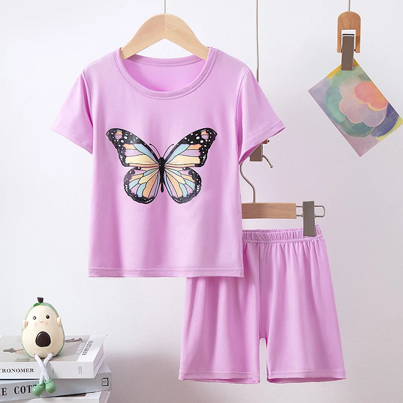 Unisex Elephant Print Two Piece Summer Set For Kids