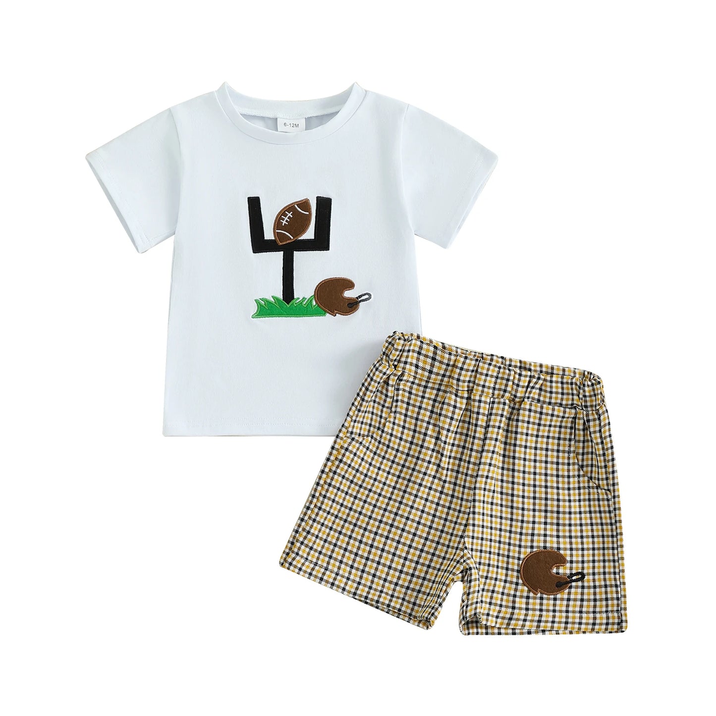Toddler Boys Summer Set With Car Embroidery Tee And Shorts
