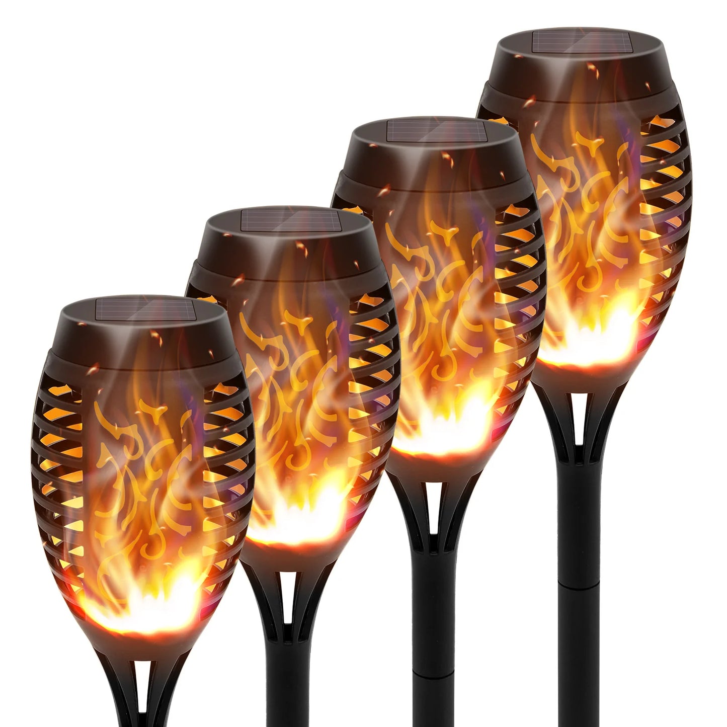 Solar Torch Lights With Flickering Flame Outdoor LED Pathway