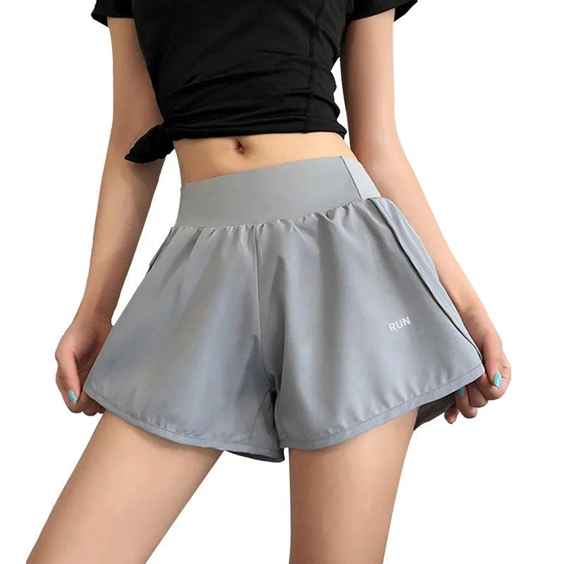 Women Leisure Sports Antiexposure Two Piece Slimming Shorts