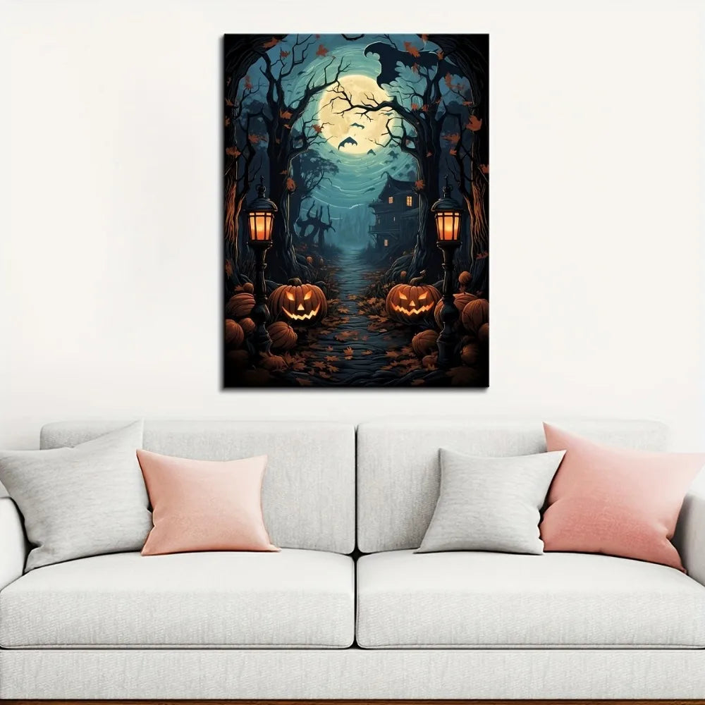 Hign-concerned Horror Pumpkin Castle Art Deco Hanging Frame