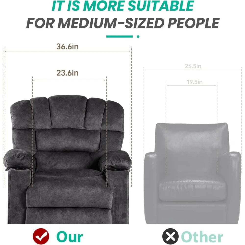 Modern Ergonomic Recliner Chair Lounge Sofa Cup Holders