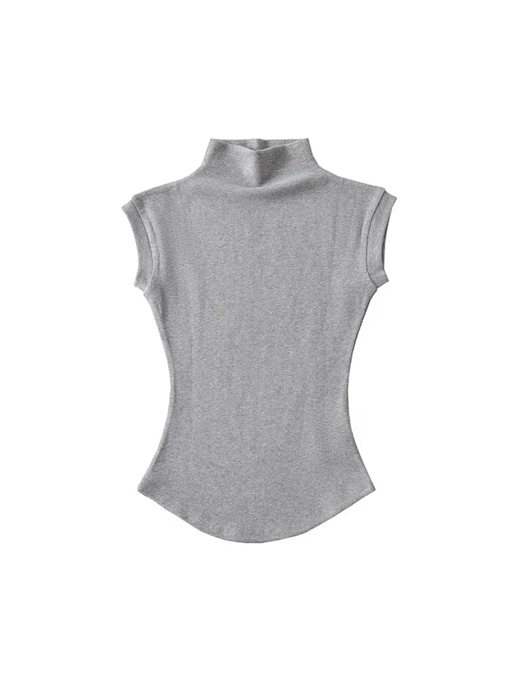 TodoBlackcn Womens Turtleneck Sleeveless Top Casual Tees