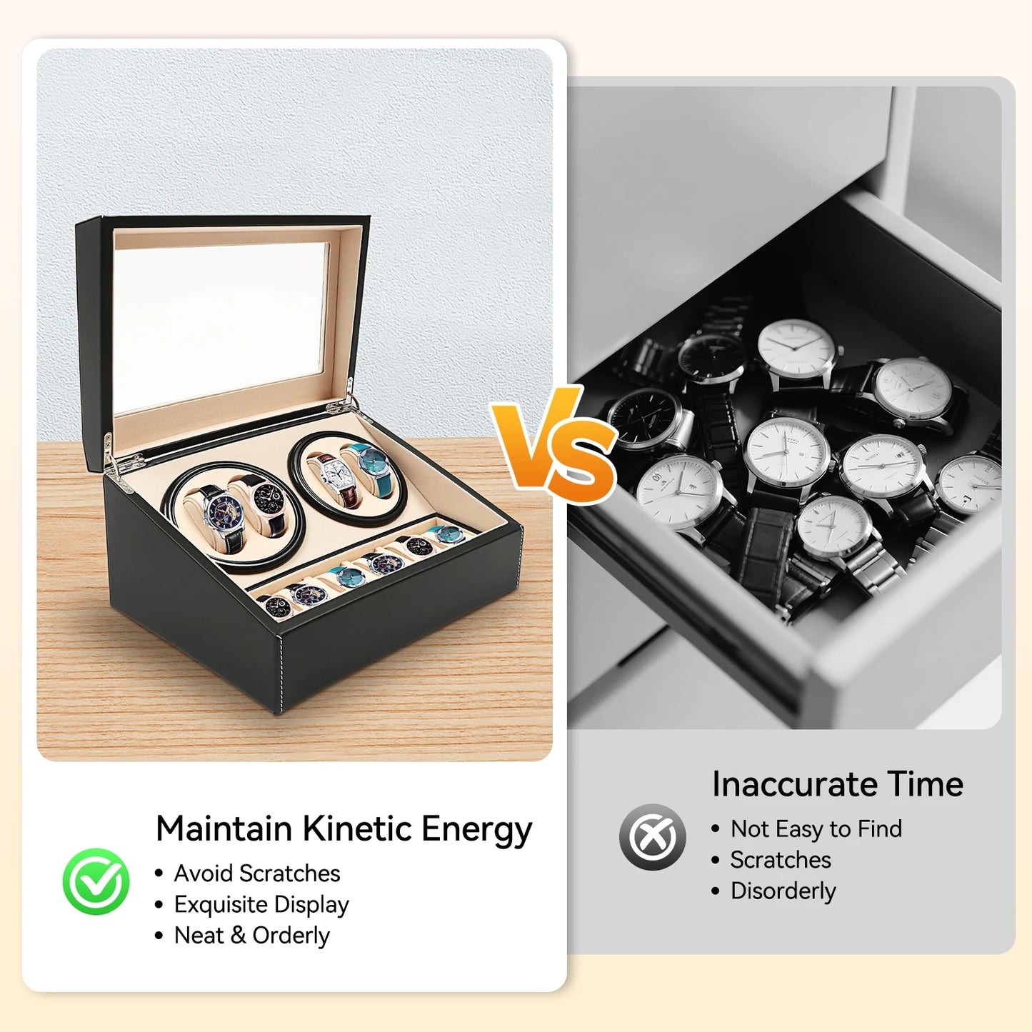 Watch Winder Automatic Rotation Velvet Display Box