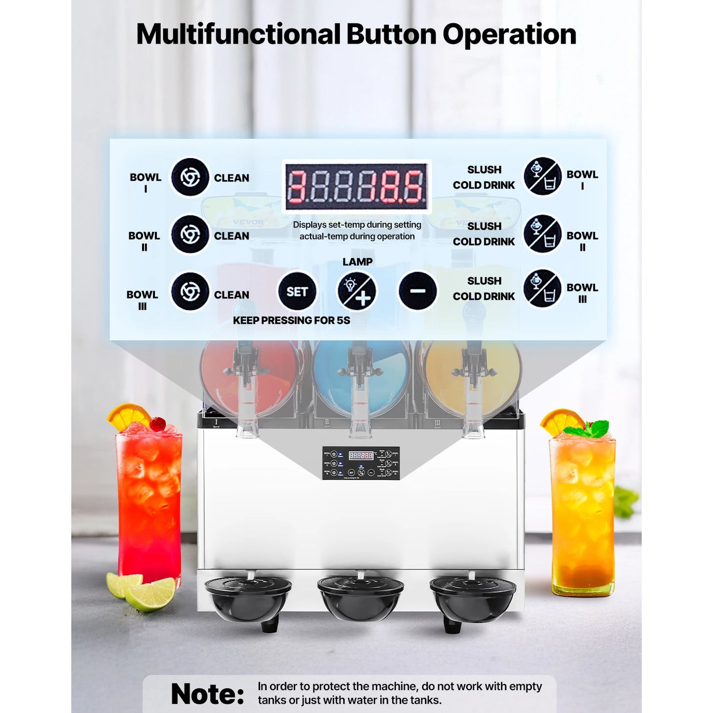 SucceBuy Triple Tank Slushy Machine for Cafes and Bars