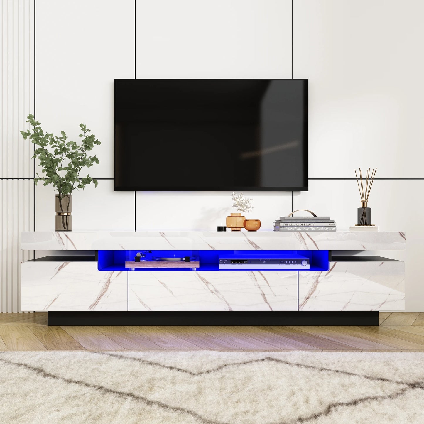 QiaoShiRen LED TV Stand Modern Entertainment Center With Storage
