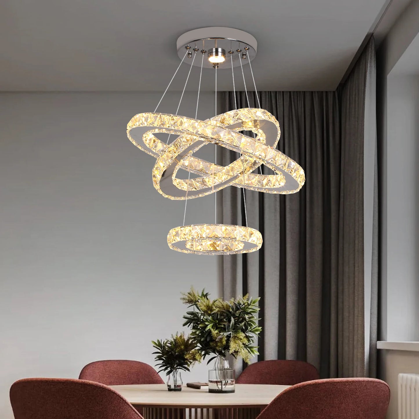 Vinilky Crystal Chandelier Modern Pendant Light Living Room