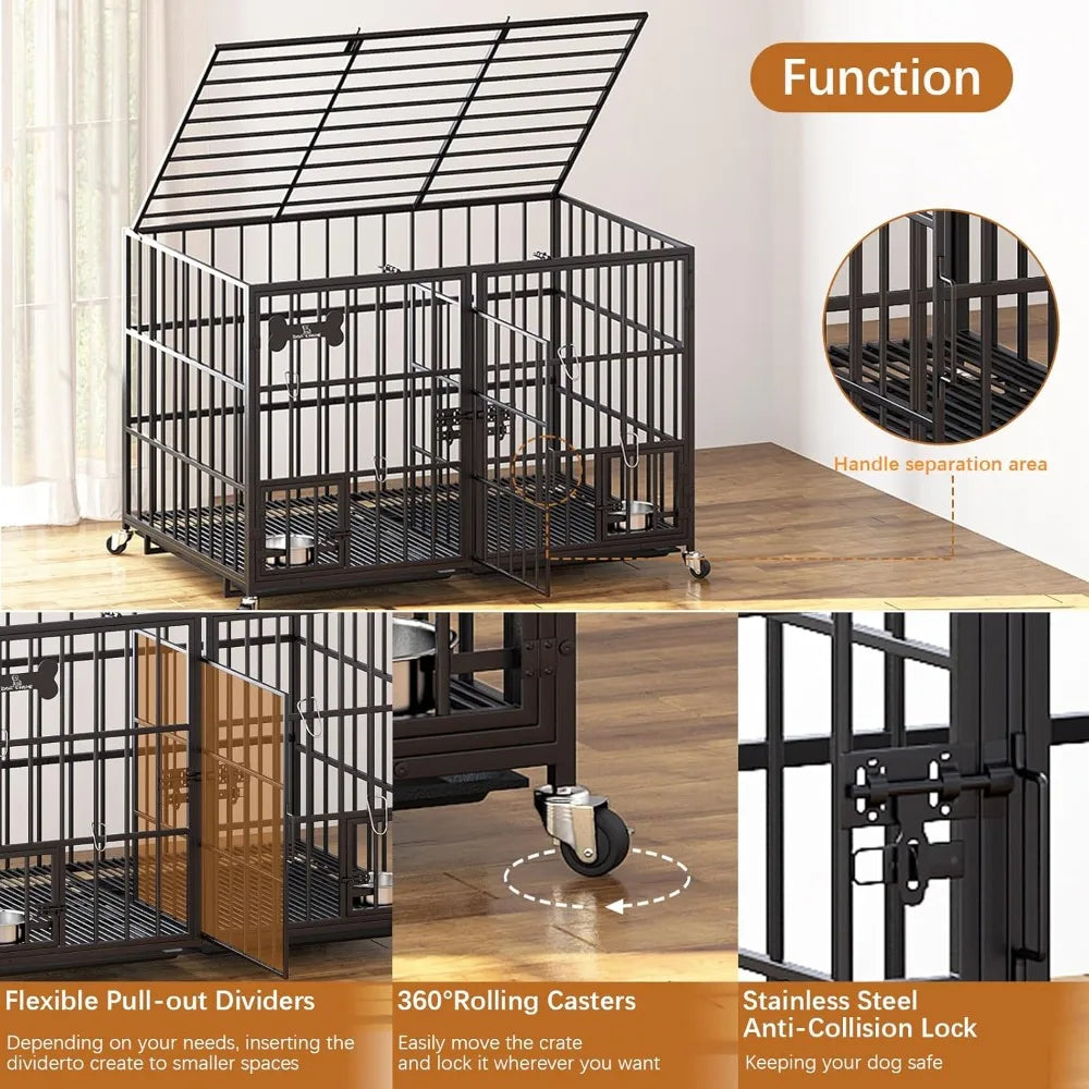 IndustrialStrength SuperHeavy Duty Metal Dog Crate Indoor Kennel Durable OpenTop