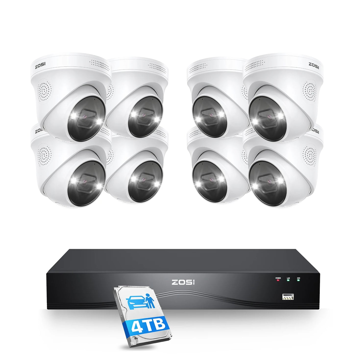 ZOSI 4K 8MP PoE Security Camera System With 4TB NVR
