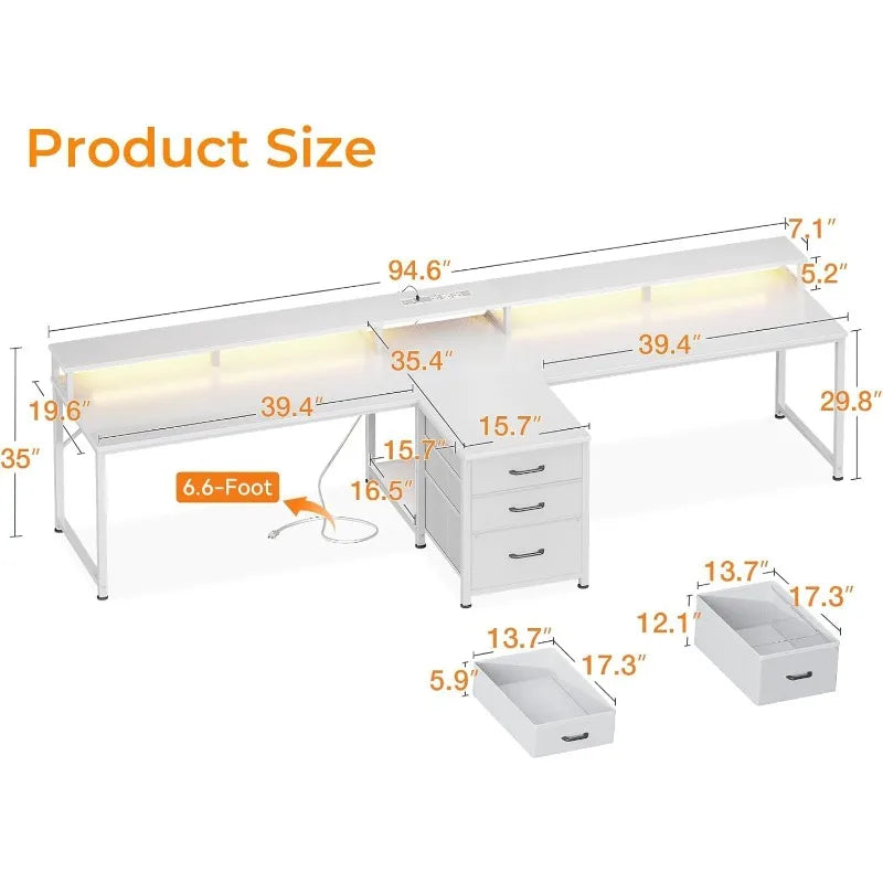 Hign-concerned 2 Person Home Office Desk With Power Outlet