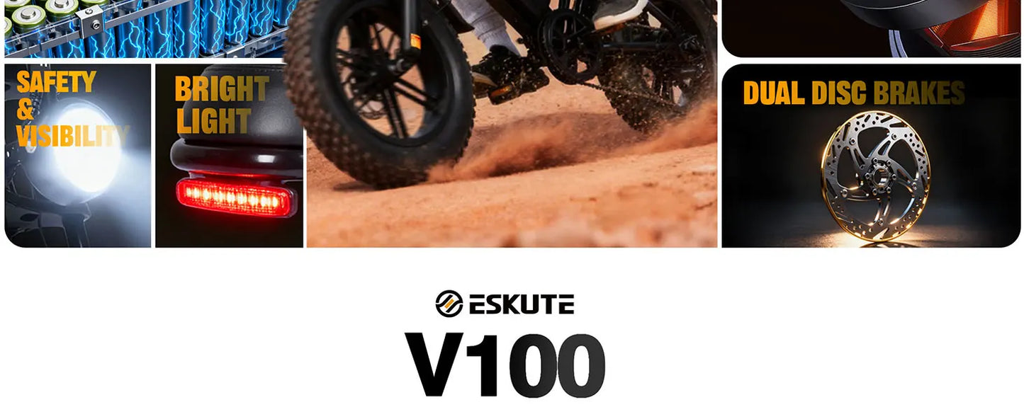 Eskute V100 Electric Bike 1500W Peak 28 MPH Dual Suspension