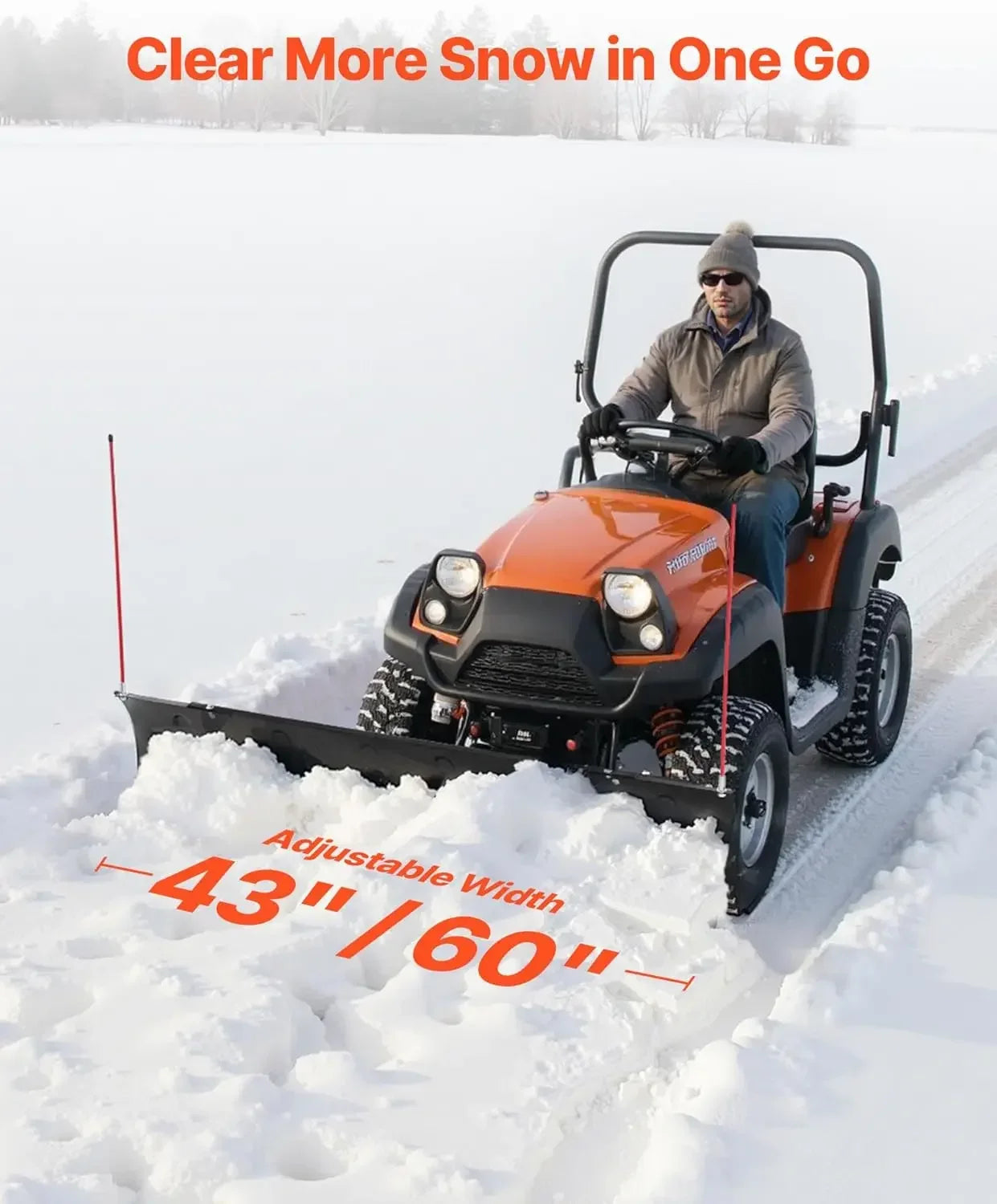 Snow Plow Blade Universal Adjustable Kit For UTV ATV Mount