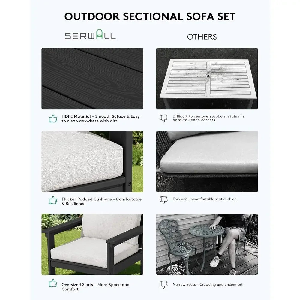 HDPE Outdoor Sectional Sofa Set With Weather-Resistant Frame