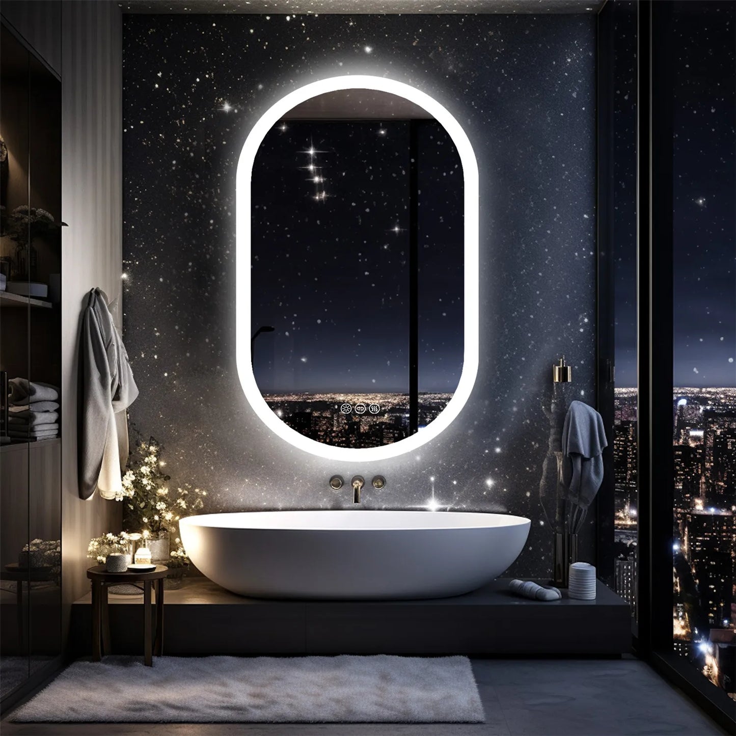 Wisfor Backlit Smart LED Bathroom Mirror Dimmable Anti Fog