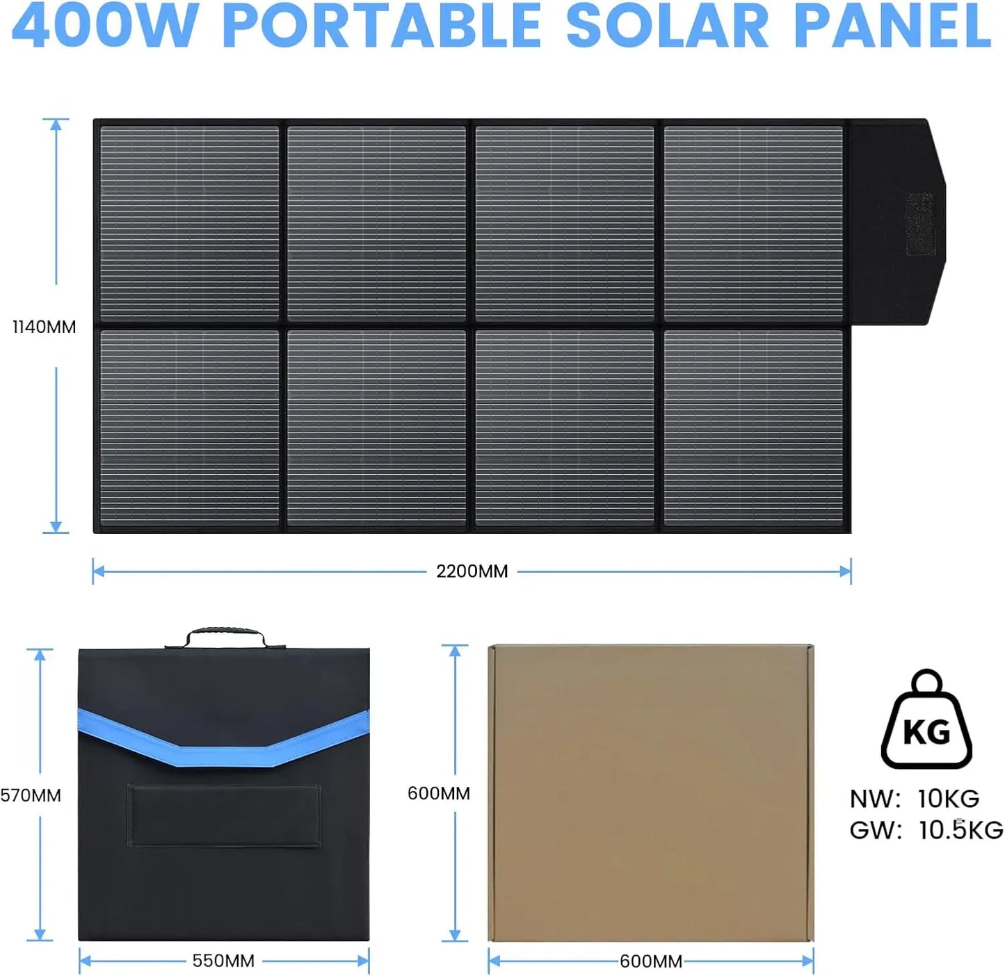 CTOLITY Portable Solar Panel Kit With MPPT 18V Foldable