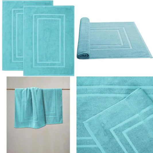 Hign-concerned Feather and Stitch 2 Piece Bath Mat Set