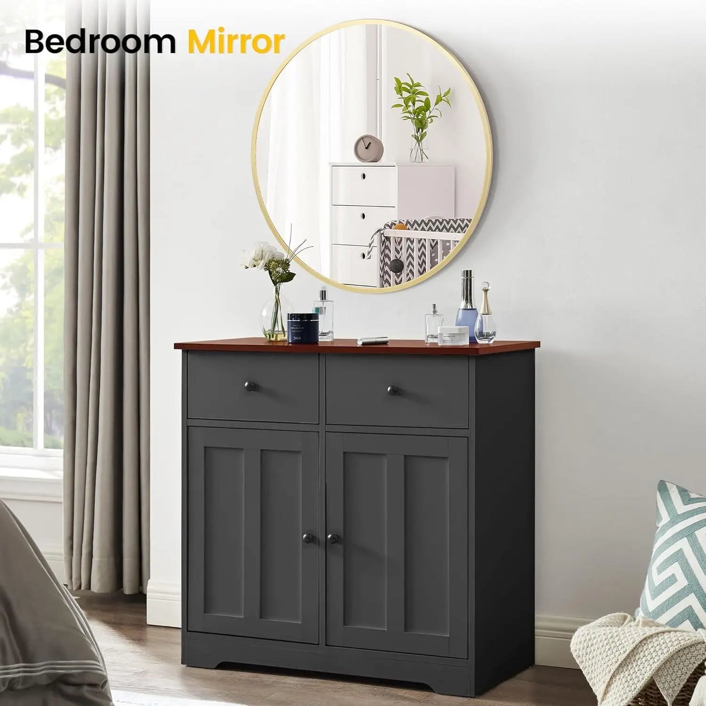 HobbyLane Extra Thick Round Aluminum Framed Wall Mirror