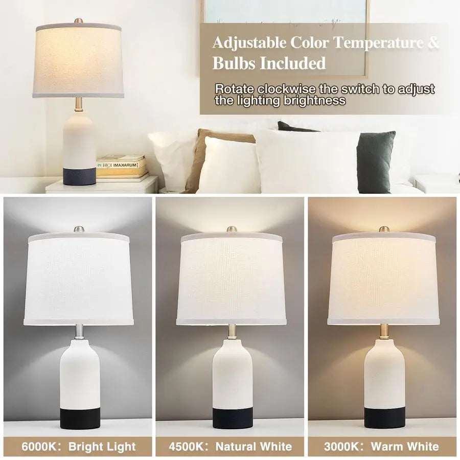 Ceramic Table Lamp Set of 2 Adjustable Color Temperature Lamps
