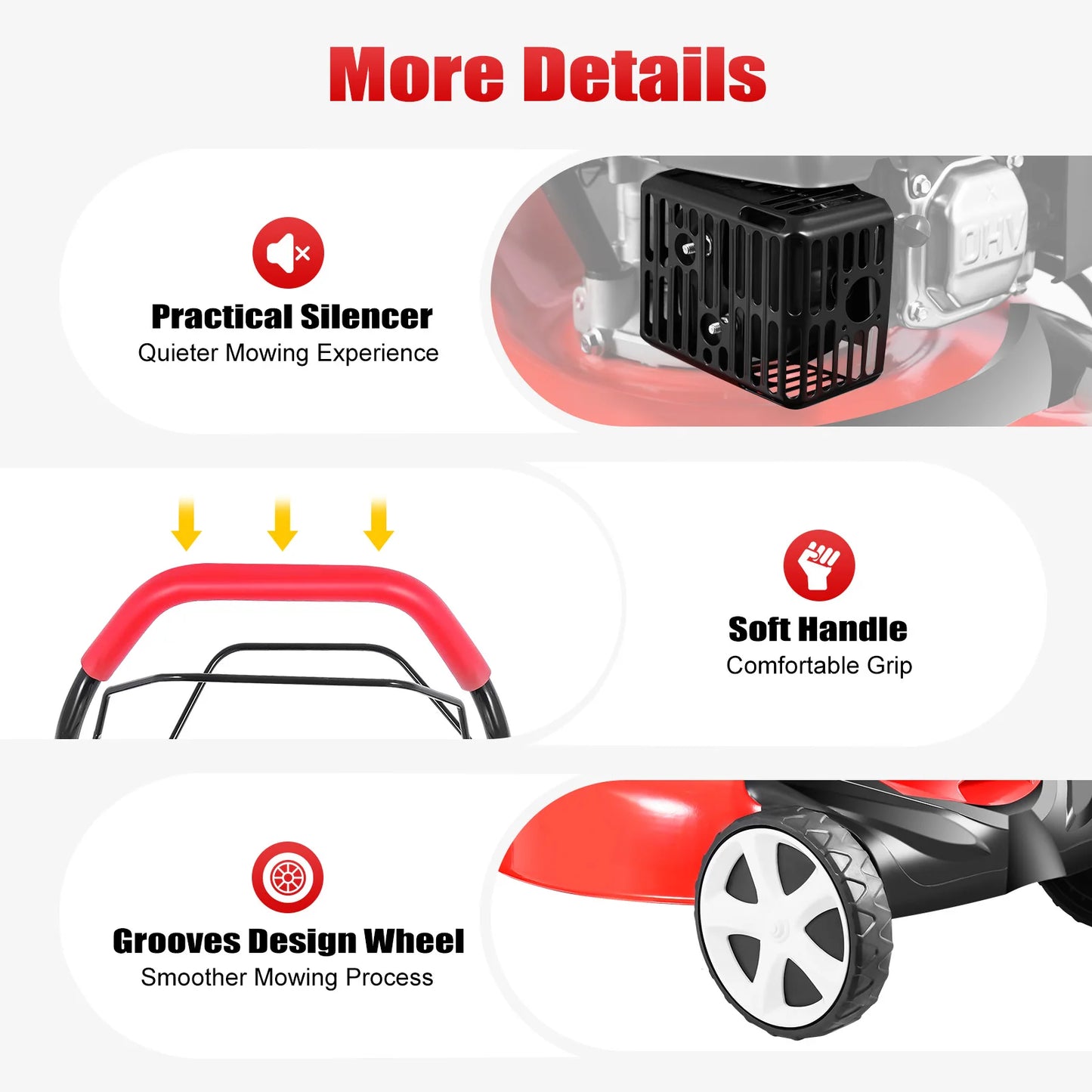 CNCEST 4 Stroke Petrol Lawn Mower 3 In 1 Self Propelled Bag